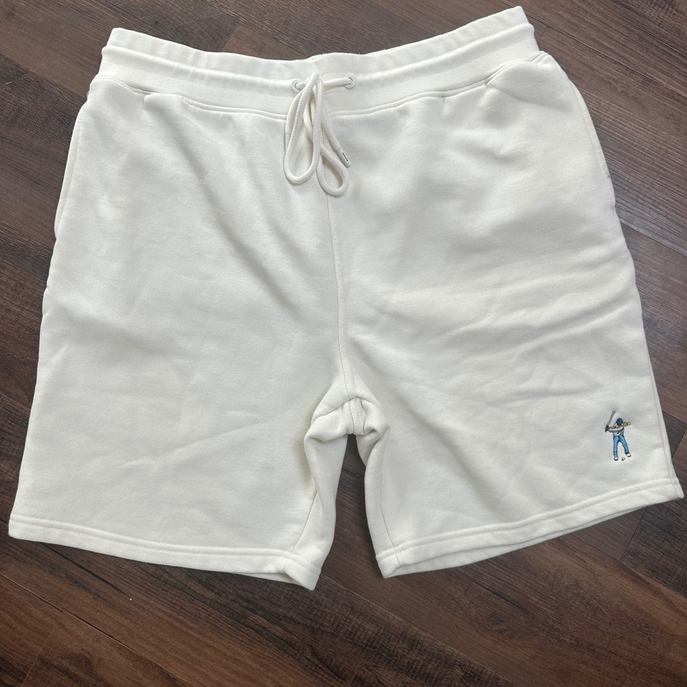 Eastside Golf Mens XL Cream Fleece Sweat Shorts Embroidered Logo Drawstring